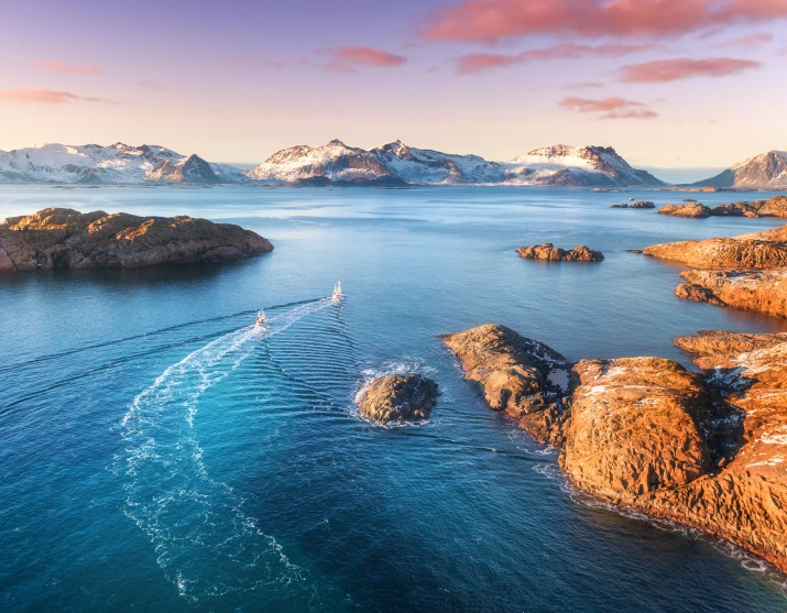 Aerial view of fishing boats